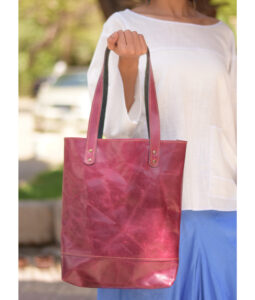 Light Burgundy Genuine Leather hand bag handmade in Egypt and available at Jozee Boutique.