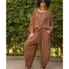 Brown Kimono Linen Top handmade in Egypt & available at Jozee Boutique.