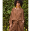 Brown Kimono Linen Top handmade in Egypt & available at Jozee Boutique.