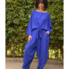 Electric Blue Kimono Linen Top handmade in Egypt & available at Jozee Boutique.