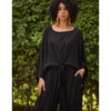 Black Kimono Linen Top handmade in Egypt & available at Jozee Boutique.