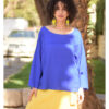 Electric Blue Linen Boxy Top handmade in Egypt & available at Jozee Boutique.