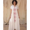 White Siwa Embroidered Linen Japanese Dress handmade in Egypt & available at Jozee Boutique.