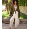 Olive green Linen Bolero made in Egypt & available at Jozee Boutique.