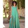 Turquoise Flowy Jumpsuit/Dress handmade in Egypt & available at Jozee boutique