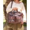 Dark Brown Genuine Leather Laptop Bag handmade in Egypt and available at Jozee Boutique.