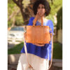 Camel Genuine Leather hand bag handmade in Egypt and available at Jozee Boutique.