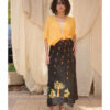 Black Siwa Embroidered Linen Wrap Skirt handmade in Egypt & available at Jozee Boutique.