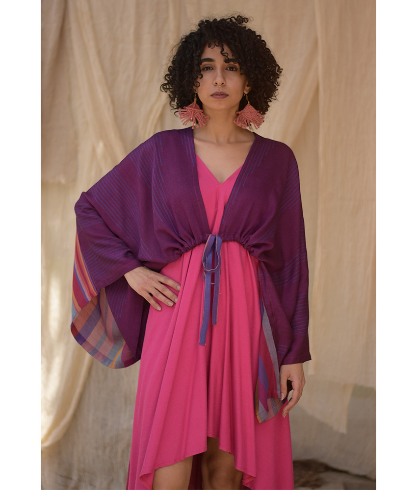 Purple & Multicolored Viscose Bolero handmade in Egypt & available at Jozee Boutique.