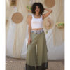 Light Olive Green Siwa Embroidered Flowy Pants handmade in Egypt & available at Jozee Boutique.