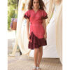 Shades of Red Handwoven Short Spiral Dress handmade in Egypt & available at Jozee Boutique.