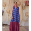 Blue & Fuchsia Handwoven Ruffle Dress handmade in Egypt & available in Jozee boutique