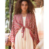 Red & Beige Viscose Bolero handmade in Egypt & available at Jozee Boutique.