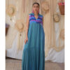 Shades of Blue Handwoven Ruffle Dress handmade in Egypt & available in Jozee boutique