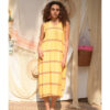 Yellow Viscose Midi Sleeveless Dress handmade in Egypt & available at Jozee Boutique.