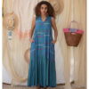 Turquoise Handwoven Ruffle Dress handmade in Egypt & available in Jozee boutique