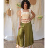 Apple Green Siwa Embroidered Flowy Pants handmade in Egypt & available at Jozee Boutique.