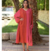 Red & Pink Loose Viscose Dress handmade in Egypt & available in Jozee boutique