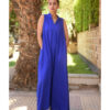 Electric blue Linen Japanese Dress made in Egypt & available in Jozee boutique