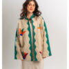 Beige Sesen Linen Kimono with Khaymiya Patches handmade in Egypt & available in Jozee boutique