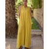 Mustard Linen Japanese Dress made in Egypt & available in Jozee boutique