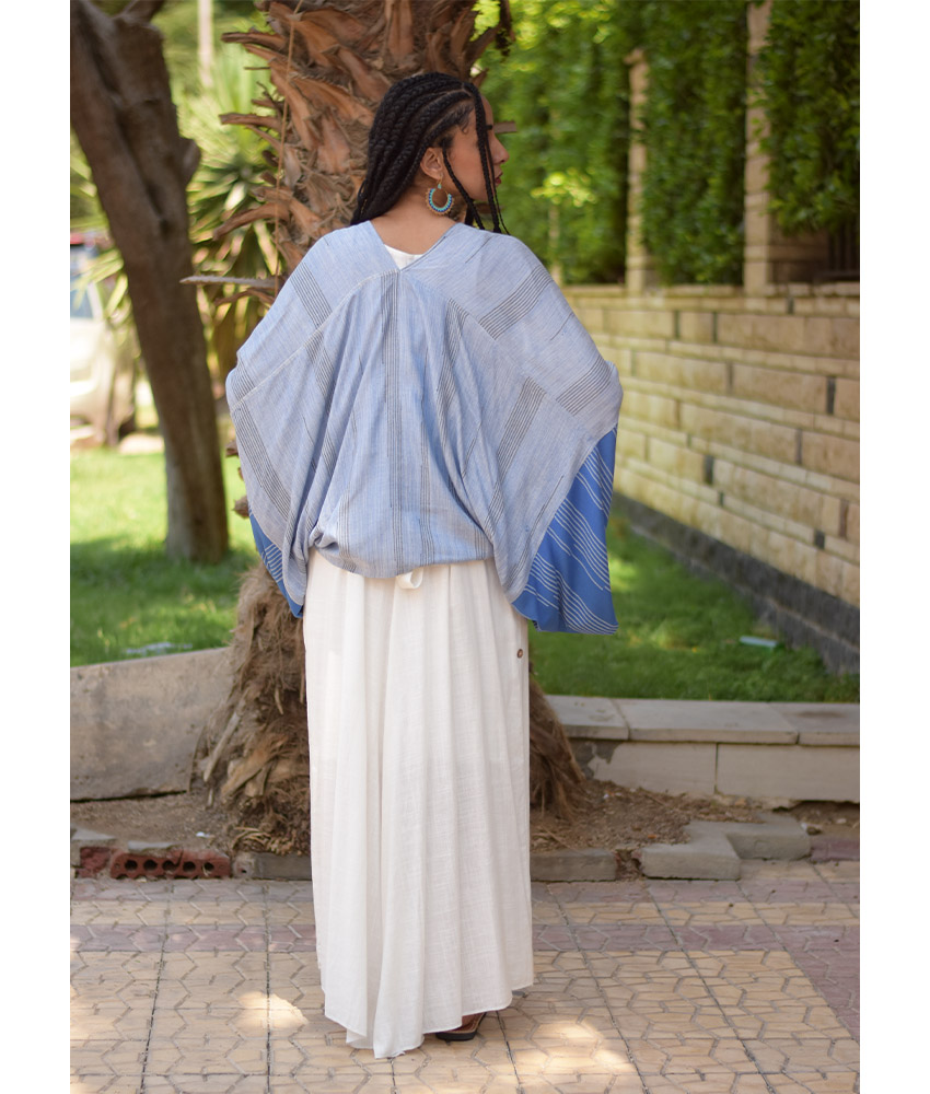 Shades of Blue Viscose Bolero handmade in Egypt & available at Jozee Boutique.