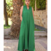 Green Linen Japanese Dress made in Egypt & available in Jozee boutique
