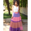 Multicolored Handwoven Ruffle Skirt handmade in Egypt & available at Jozee Boutique.