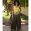 Dark Olive Green Siwa Embroidered Flowy Pants handmade in Egypt & available at Jozee Boutique.