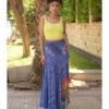 Navy Blue Tie Dyed Maxi Skirt handmade in Egypt & available at Jozee Boutique.