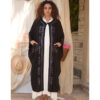 Black Linen Cardigan with Tally Embroideries handmade in Egypt & available at Jozee Boutique.