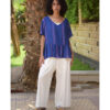 BlueHandwoven Ruffle Top handmade in Egypt & available in Jozee boutique