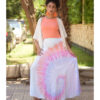 Shades of Light Blue Tie Dyed Maxi Skirt handmade in Egypt & available at Jozee Boutique.