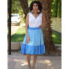 Shades of Blue Handwoven Short Ruffle Skirt handmade in Egypt & available at Jozee Boutique.