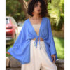 Deinm Blue Linen Bolero made in Egypt & available at Jozee Boutique.