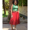 Red Handwoven short Ruffle Skirt handmade in Egypt & available at Jozee Boutique.