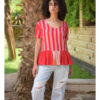 Shades of Red Handwoven Ruffle Top handmade in Egypt & available in Jozee boutique