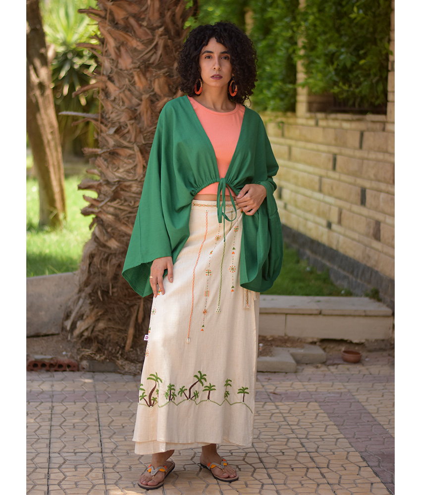 Green Linen Bolero made in Egypt & available at Jozee Boutique.