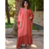Shades of red Handwoven Ruffle Kaftan handmade in Egypt & available at Jozee boutique