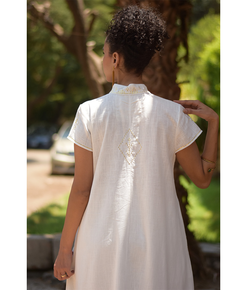 chinese dress ladies White Linen Dress  soreva