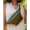 Green Genuine Leather backpack handmade in Egypt and available at Jozee Boutique.