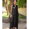 Black Linen Dress with Tally Embroideries handmade in Egypt & available at Jozee Boutique.