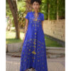 Electric Blue Siwa Embroidered Linen Japanese Dress handmade in Egypt & available at Jozee Boutique.
