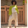 Lemon Green Linen Top with Hand Embroideries handmade in Egypt & available at Jozee Boutique.handmade in Egypt & available at Jozee Boutique.