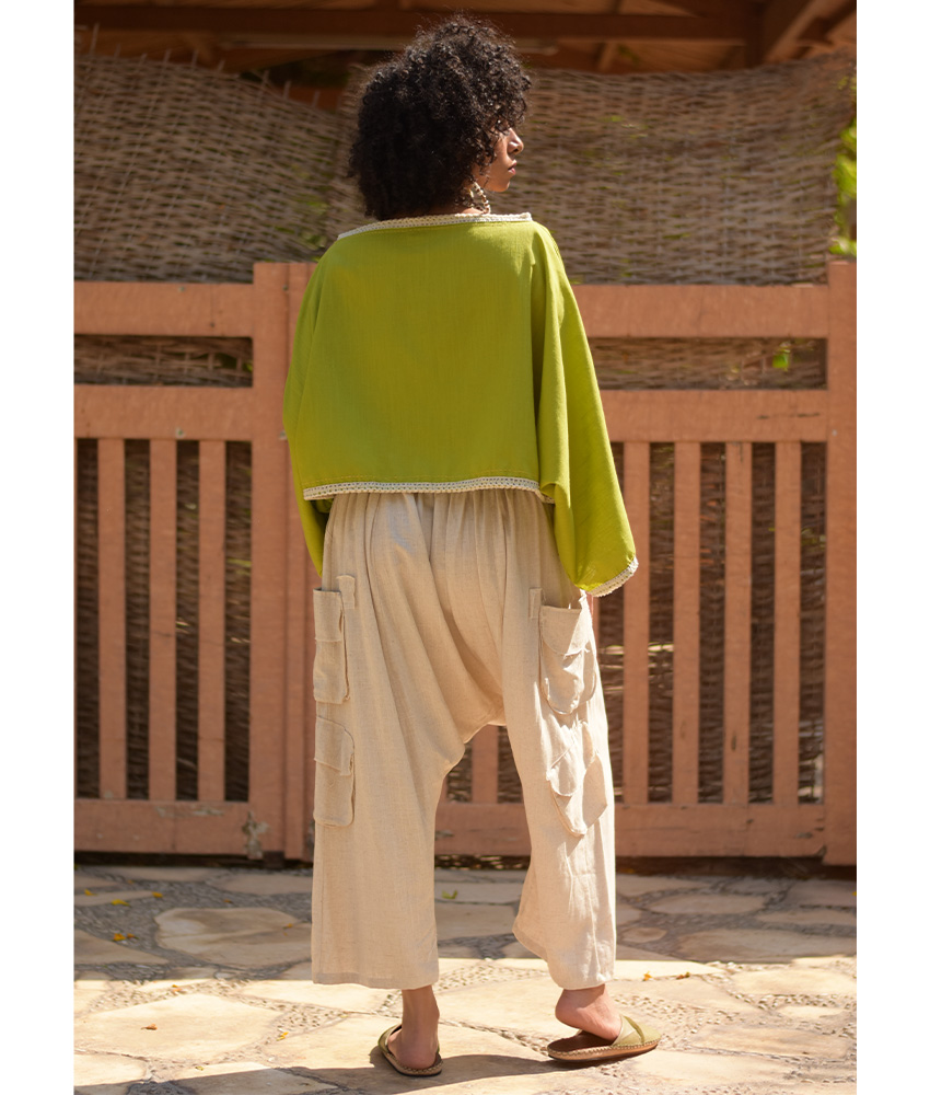 Lemon Green Linen Top with Hand Embroideries handmade in Egypt & available at Jozee Boutique.handmade in Egypt & available at Jozee Boutique.
