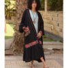 Black Linen Cardigan with Hand Embroideries handmade in Egypt & available in Jozee boutique