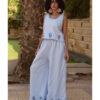 Baby blue Cotton Set with Hand Embroideries handmade in Egypt & available at Jozee Boutique.