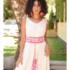 Pink Saint Catherine Embroidered Thin Belt handmade in Egypt & available at Jozee Boutique.