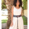 Black Saint Catherine Embroidered Thin Belt handmade in Egypt & available at Jozee Boutique.