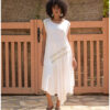 White Linen Dress with Hand Embroideries handmade in Egypt & available in Jozee boutique